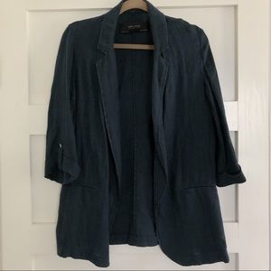 Zara Navy Linen Blazer NWT